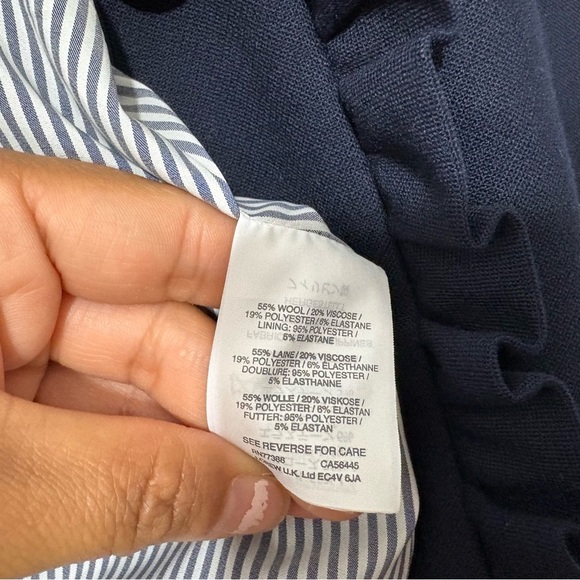 J.CREW  Lady Jacket, Navy Wool With Ruffles Size 6 Style F6066 - Picture 8 of 9